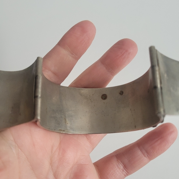 Vintage AP Italy hinged silver cuff bracelet with blue faux stone - Picture 7 of 12